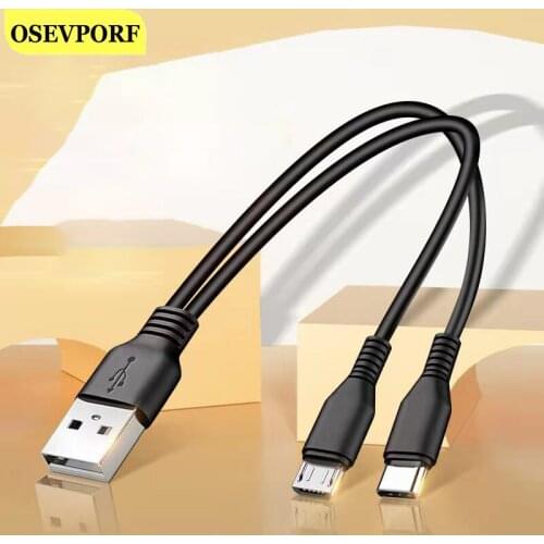 Micro USB Cable Type C 2 in 1 Charging Cable USB C Cord For SamSung S20 Oneplus 7 8 Android Phone Cable For Huawei Xiaomi Charge