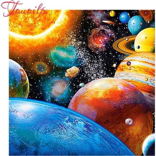 Touoilp square/round 5d diamond painting Planet Space scenery 5D diamond embroidery plastic crafts Full 5D