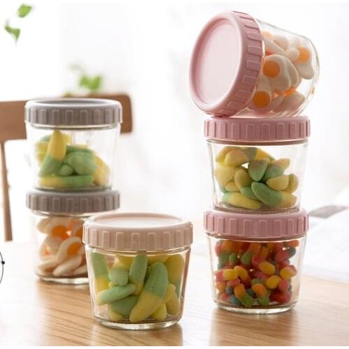 Cute travel sealed jar glass small portable snack sub bottling candy storage box storage can Mini