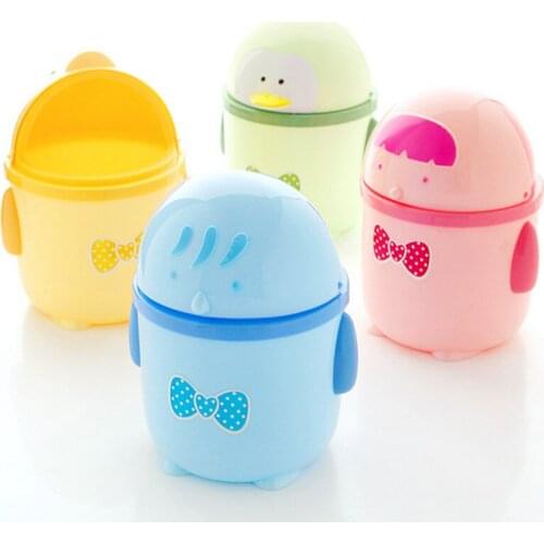 Mini dustbin office desktop small basket sitting room creative household trash bin with cover