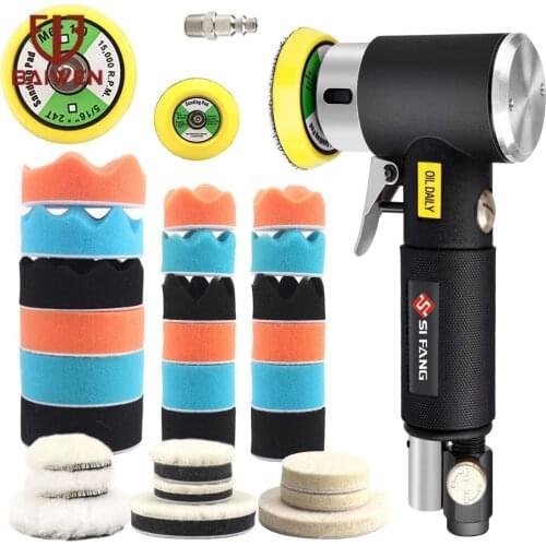 63Pcs 2/3inch Mini Air Sander Random Orbit Sanders 90 Degree Pneumatic Polisher Polishing Machine for Auto Body Work Power Tools