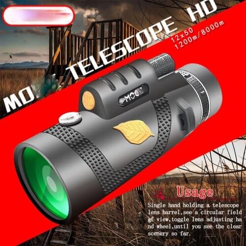 12x50 Monocular Telescope with SmartPhone Powerful Telescopio Holder Suitable for Hiking Camping Equipment Tourism Spyglass