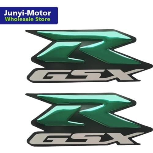 2Pcs Green Emblem 3D Fairing Tank Logo Decal Sticker For Suzuki GSX-R GSXR 600 750 1000 1100 Motorcycle/Cruisers/Chopper Racing