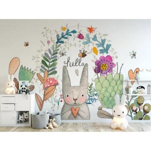 Bacal Custom wallpaper 3D murals stereo photo modern Nordic minimalist cartoon rabbit children room wall papier peint 3d huda