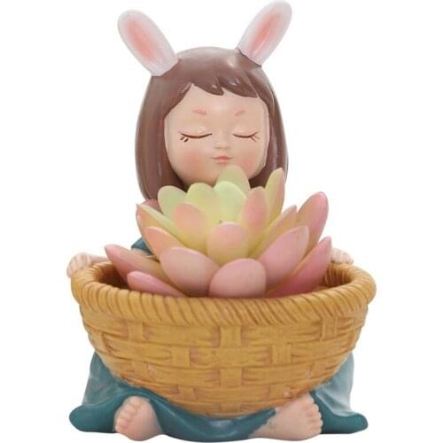 New Cute Cartoon Fleshy Flower Pot Resin Micro Landscape Plant Potted Succulents Flowerpots Home Garden Decoration