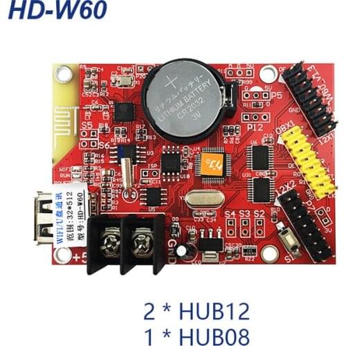 Single color (red, green, blue, white, yellow) LED module display control card HD-W60 with WIFI control infrared remote control