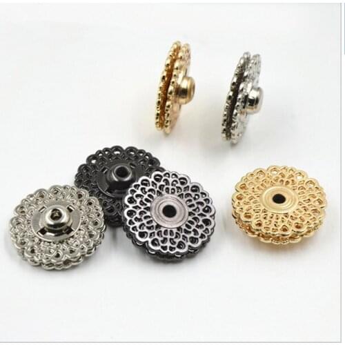 Wholesales High quality metal Flower press button,snap button Fastener Studs Garment Sewing On Clothes Gold ,Gun metal Color