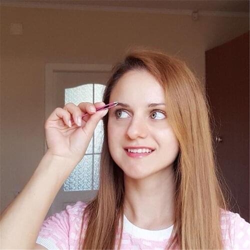 2 Colors Double Ends Stainless Eyebrow Tweezer Oblique Sharp Mouth Plucking White Hair Face Hair Removal Eyebrow Trimmer Tools