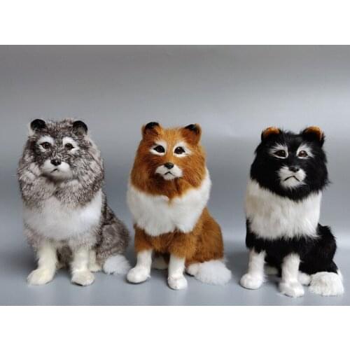 Polyethylene&furs squatting dog lifelike toy about 20x14x23cm hard model prop home decoration Xmas gift b0209