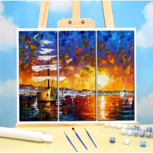 The Sunset Sailer Coloring By Numbers Painting Complete Kit Oil Paints 50*70 Boards By Numbers Home Decoration Wholesale