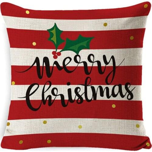 Christmas Sofa Pillow Case Linen Cute Elk Cushion Cover Pillowcase Sofa Pillowcover Red Christmas Decoration 45*45cm