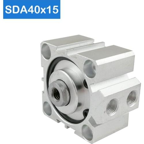 SDA40*15 Free shipping 40mm Bore 15mm Stroke Compact Air Cylinders SDA40X15-S Dual Action Air Pneumatic Cylinder