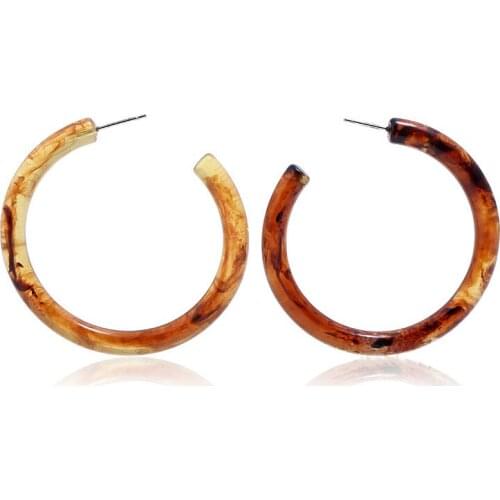 Unique Simple Acetate C Earrings Rings Big Earings Women Fashion Half Resin Hoop Vintage Geometric Translucent Large Circle