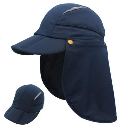 Connectyle Mens Women Summer Sun Visor Hat Quick Dry Breathable Protection Wide Brim Fishing Sun Cap with Removable Neck Flap