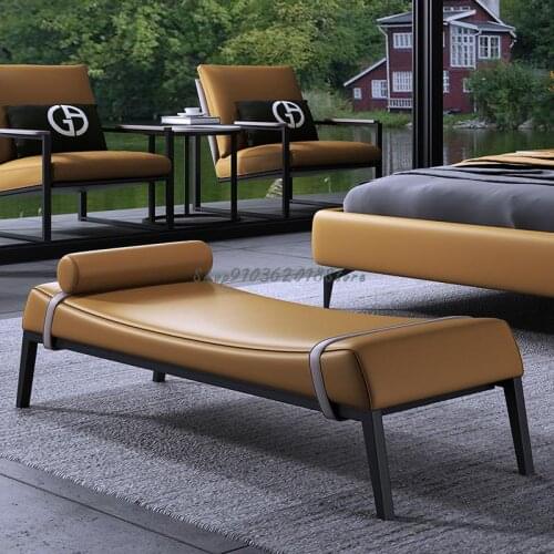 Decai High Quality Pu Leather Shoes Changing Stool Italian Simple Bed End Stool Modern Minimalist Footstool Bedroom Bench