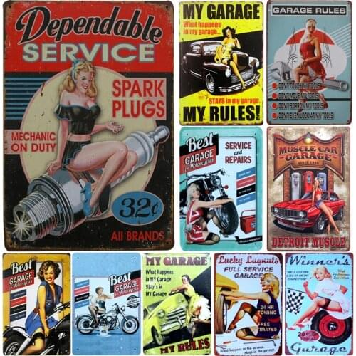 [SQ-DGLZ] Garage Service Metal Sign Bar Wall Decoration Tin Sign Vintage Metal Signs Home Decor Painting Plaques Art Poster