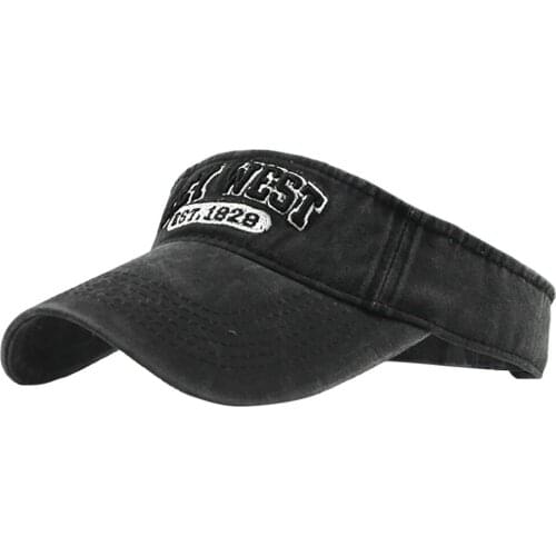 Unisex Empty Top Sun Hats For Men Women Washed Canvas Visor Outdoor Embroidery Cap Adjustable Uv Protection Sunscreen Caps