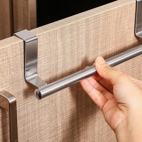 Towel Rack Over Door Towel Hanging Holder Stainless Steel Bathroom Kitchen Cabinet Towel Rag Rack Shelf Hanger
