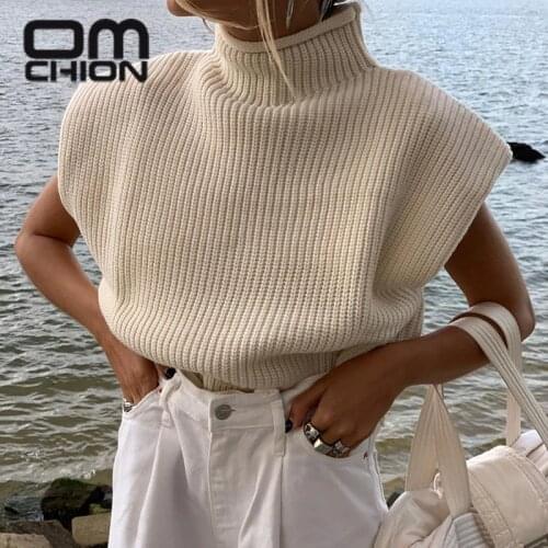 OMCHIN Pull Femme 2021 Spring Summer Woolen Sweater Turtleneck Short Sleeve Sexy Club Ribbed Knit Top Female White Jumper LN10