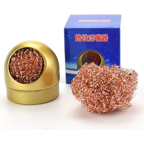 1Pcs Electric Soldering Iron Tip Cleaner Metal With Base Tin Removal Net Desoldering Iron Mesh Filter Tip Cleaning