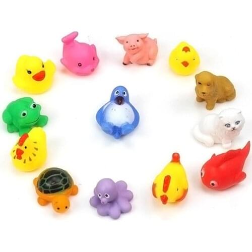 13Pcs Cute Soft Rubber Float Sqeeze Sound Baby Wash Bath Play Animals Toys