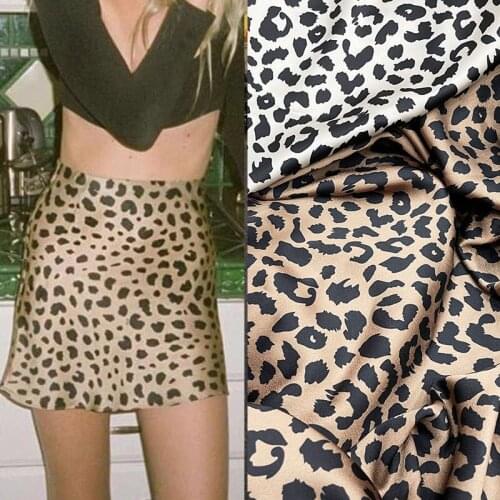 145cm Width Fashion Leopard Printed Chiffon Satin Fabric For Women Dress Blouse Pants DIY Cloth Sewing Material