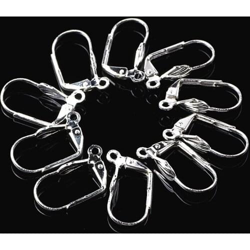 18x11mm 200Pcs Silver Plated French Earring Hooks With Beads Charms For Handmade Beading Finding Earring Hooks Leverback Earwire