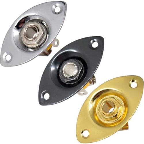 2 Pcs Black Oval 1/4" Guitar Jack Pickup output Input Jack Plug Socket 6.35mm for Electric Bass Guitar Accessories parts