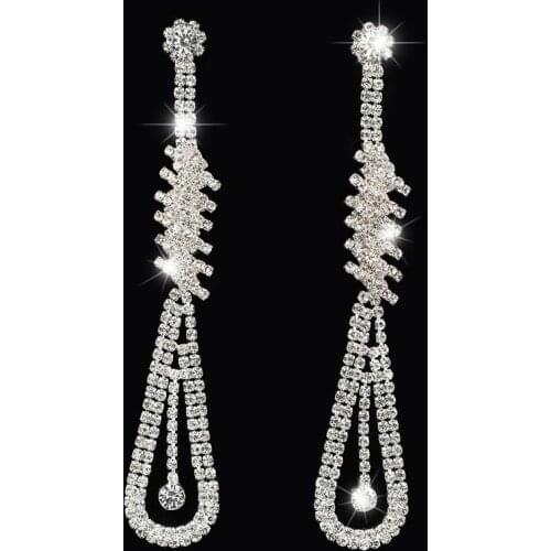 2016 Fashion High Quality sliver Plated Rhinestone Indian Style Bridal Drop Earring Wedding Jewelry #E282