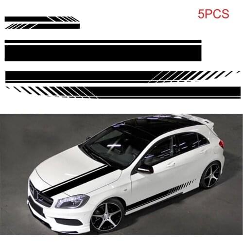 5Pcs Car Stickers Body Sticker Decals Stripes Car Side Door Body Hood Rearview Mirror Decal Stickers Set Racing Car Accessories