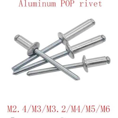 50PCS/30PCS/20PCS M2.4 M3 M3.2 M4 M5 M6 Aluminium Mushroon Head Break Mandrel Blind Rivets Nail Pop Rivets