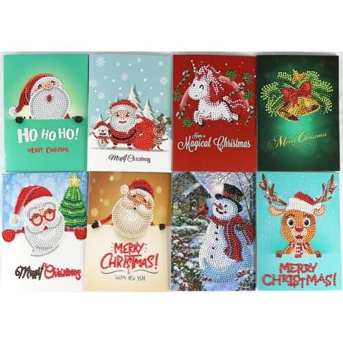 5D DIY Diamond Painnting Christmas Greeting Cards Full Round Greeting Card Diy Painting Kits Diamond Painting Christmas Cards
