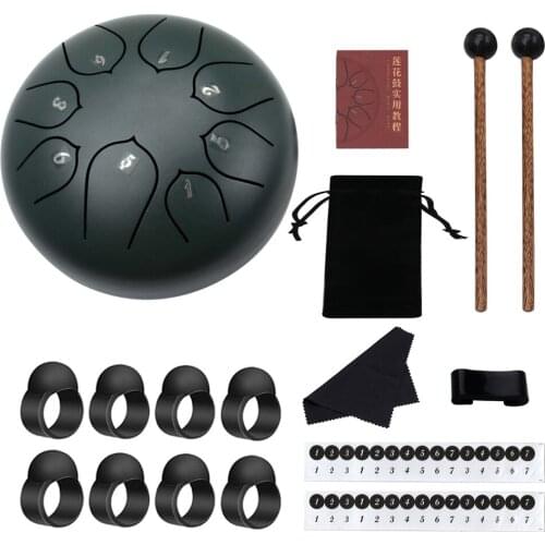 6 inch 8-Tone Steel Tongue Drum Hand Pan Drums with Drumsticks Percussion Musical Instruments
