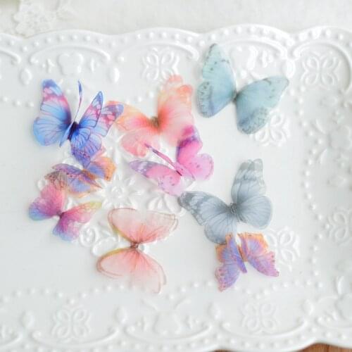 6pcs colorful 3D Butterfly patch applique clothing decoration organza patch accessories X441