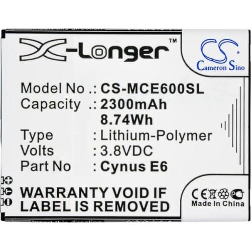 Cameron Sino 2300mAh battery for MOBISTEL Cynus E6 Mobile, SmartPhone Battery