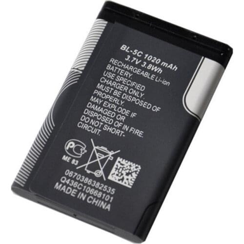 New BL 5C BL5C Rechargeable Batteries 3.7v 1020mAh Battery For Nokia C2-01 N70 N72 C2-02 C2-03 C2-06 X2-01 5130 2610 N90 N-Gage