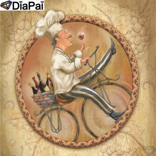 DiaPai Diamond Painting 5D DIY 100% Full Square/Round Drill"Chef bicycle scenery"Diamond Embroidery Cross Stitch 3D Decor A23673