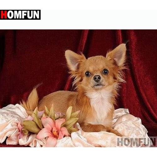 HOMFUN Full Square/Round Drill 5D DIY Diamond Painting "Animal dog" Embroidery Cross Stitch 5D Home Decor Gift A14164
