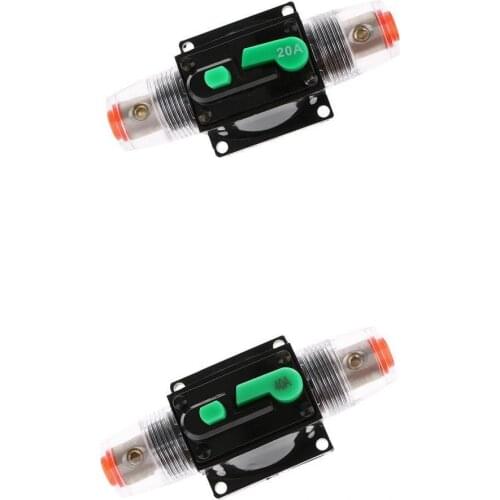 2pcs 20/40A Car Audio Inline Thermal Circuit Breaker Manual Reset Overload