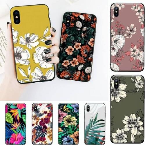 Retro Colorful Flower Leaf Phone Case for iPhone 11 12 mini pro XS MAX 8 7 6 6S Plus X 5S SE 2020 XR
