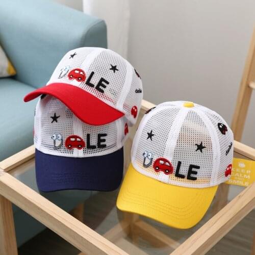 Cartoon car childrens hat summer breathable full net boys and girls handsome sunscreen CAP baby baseball cap