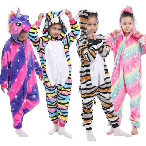 Kids Winter Stich Pajamas Children Dinosaur Sleepwear Unicorn Kigurumi Onesies for Boys Girls Blanket Sleeper Baby Costume
