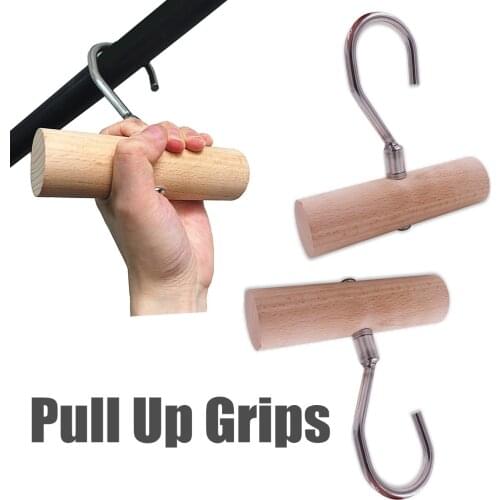 1 Pair Wooden Pull Up Grips Arm Strength Deadlift Bar Gym Handles for Home Cable Lifting Training Workout Exercise Accessories
