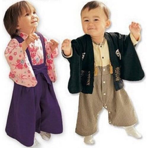 Hooyi Kimono romper suits for baby boys cardigan coats rompers sets Japan Costumes Children Jumpsuits Outfits