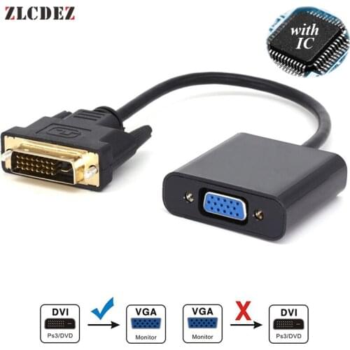 DVI To VGA Adapter Cable 1080P DVI-D To VGA Cable 24+1 25Pin DVI Male To 15 Pin VGA Female Video Converter for PC Display 100PCS