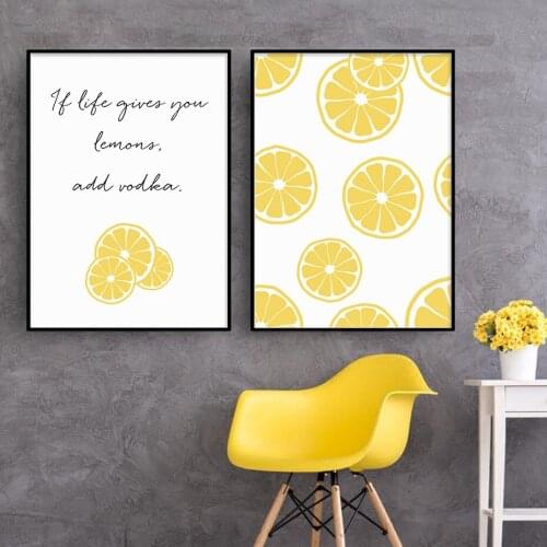 Canvas Painting Yellow Lemon Home Decor Print And Posters Watercolour Wall Art Modern Boho Nordic Modern Kids Bedroom Decoration