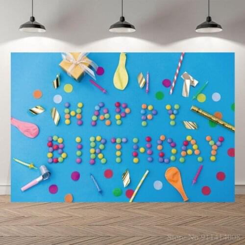 Candy Happy Birthday Blue Board Photography Background Gift Box Party Supplies Decoration Photo Background