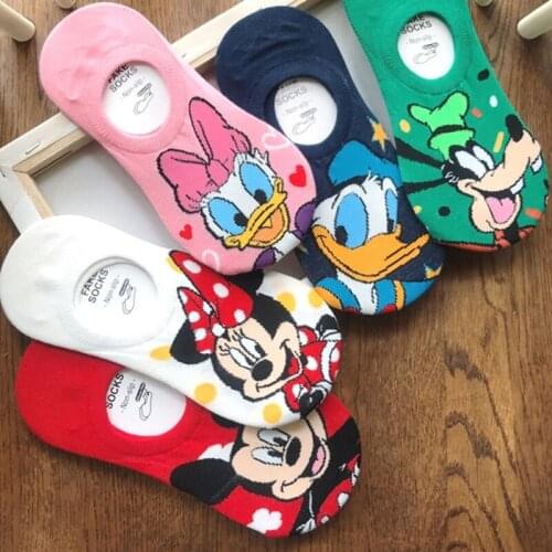 Disney cute Donald Duck Mickey Minnie women cotton socks cartoon animal funny low cut ankle socks summer invisible no show socks