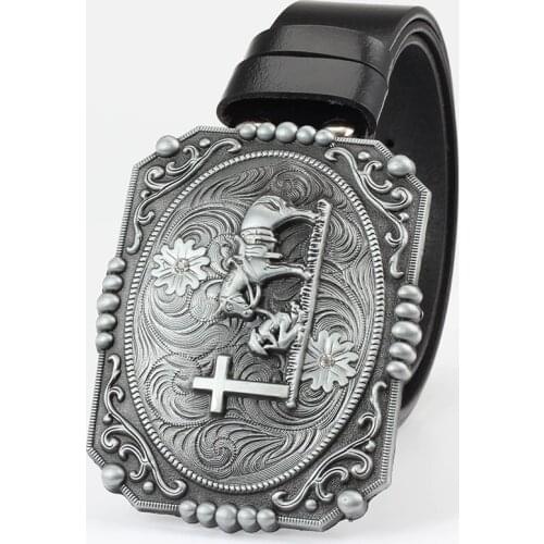 Male metal belt buckle cowboy Genuine leather belt the big belt buckle Personality decoration