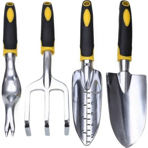 4 Piece Gardening Tools Set Including Trowel Transplanted Cultivator Weeder Weeding Fork Garden Tools with Heavy Duty Cast-al